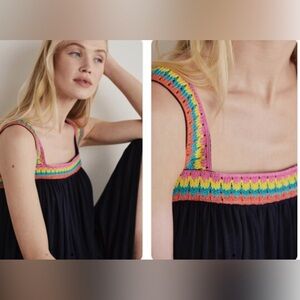 Boden Black Maxi Dress with Multicolor Trim